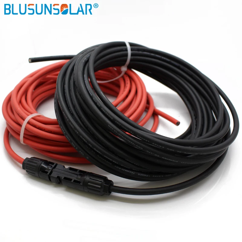 Câble d'extension plat flexible, câble solaire coaxial rouge et noir,  connecteur CC 1500V, passe la fenêtre, porte de voiture, maison, 40cm, 0, 3  mm2 - AliExpress