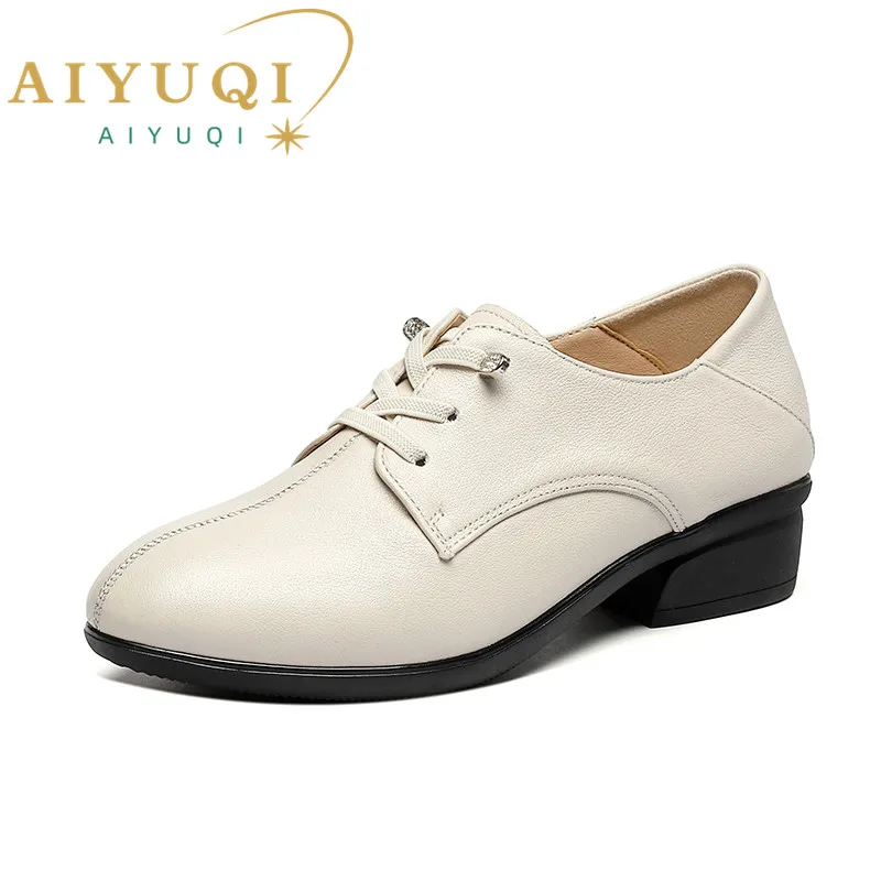 

AIYUQI Women Shoes British Style 2024 Spring New Genuine Leather Lace-up Women Shoes Non-slip Mom Casual Shoes Women