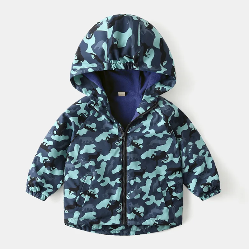 thumbnail image 1 of Ropa impermeable cálida de otoño para niños y niñas, chaqueta con capucha rígida de lana, chaquetas con cremallera estampadas, abrigos cálidos de invierno para niños, prendas de vestir, 1 of 5