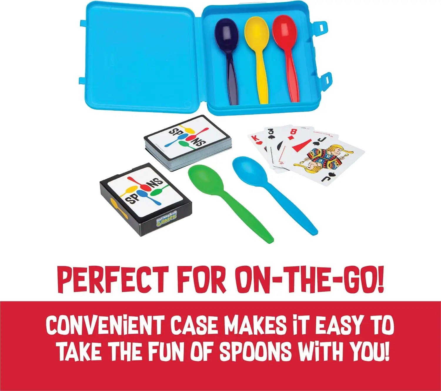 Spoons in a Case: Fast-Paced Card Game for Family Game Night, Ages 7+, 3-6 Players, Travel-Friendly 4