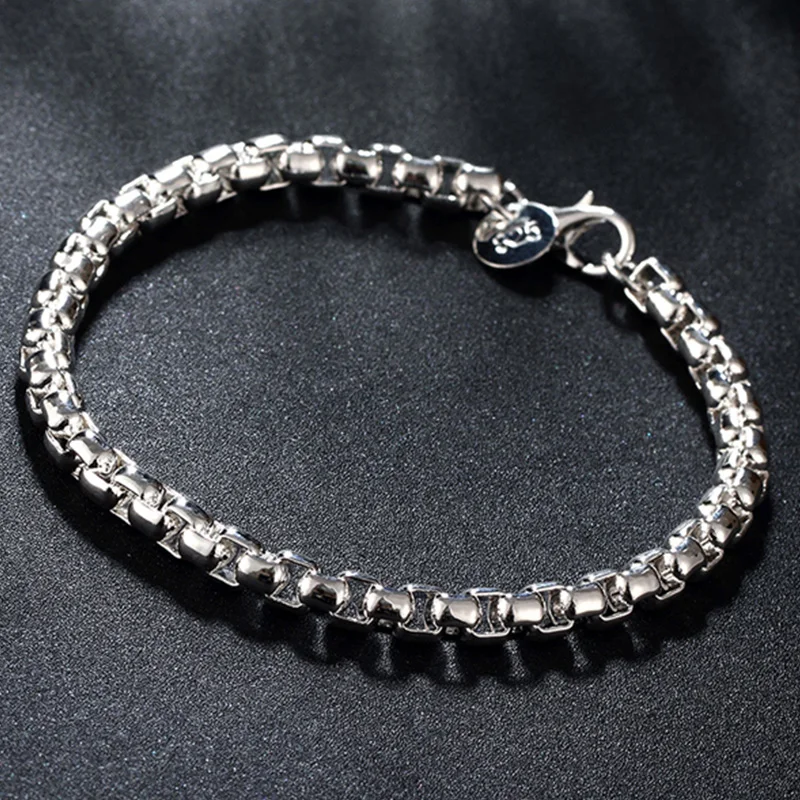 Silver Jewelry Set Aravant 925 Silver Fashion Round Box Chain Bracelet Necklace For Women Wedding Party