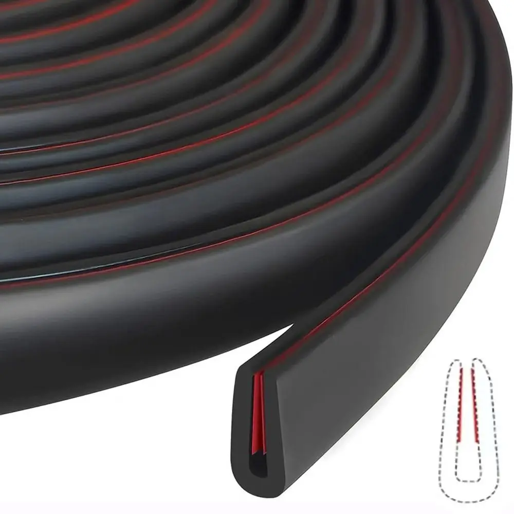 Self-Adhesive Rubber Edge Trim Protector, 3 Meters, Black U-Shape