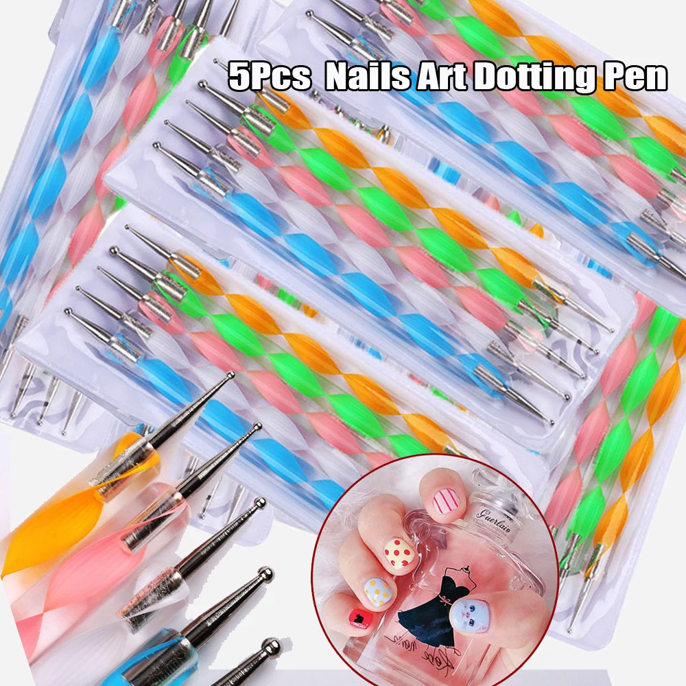 Nail Art Tools 5Pcs Professional UV Gel Polish Dotting Pen