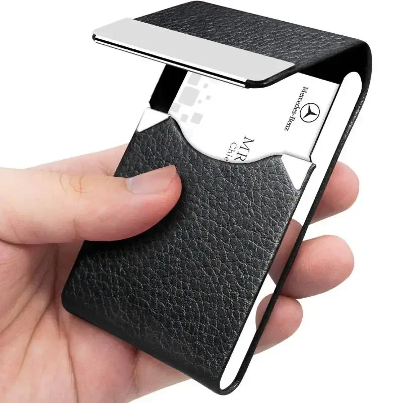 Wallet storage bag Business Card Holder PU Leather Business Card Case Name Wallet Slim Metal Pocket Organizer Gifts for Men Women Office