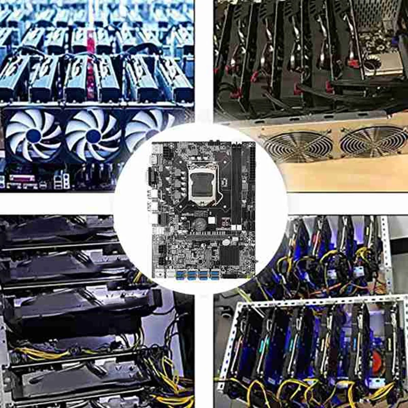 B75 ETH Mining Motherboard 8XPCIE To USB+G1610 CPU+Thermal Grease+Thermal Pad+SATA Cable+Switch Cable USB Motherboard latest motherboard for pc