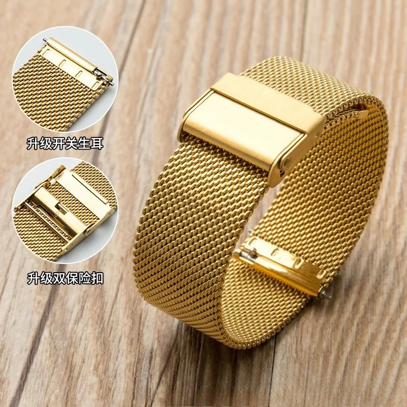 Universal Stainless Steel Mesh Watch Strap – Quick Release Metal Bracelet