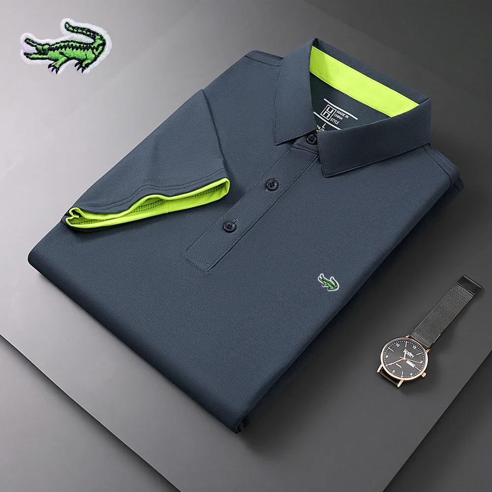

2023 New Summer Brand Embroidered Sweat-absorbing Polo Shirt High Quality Men's Short Sleeve Business Casual Polo-shirt for Men