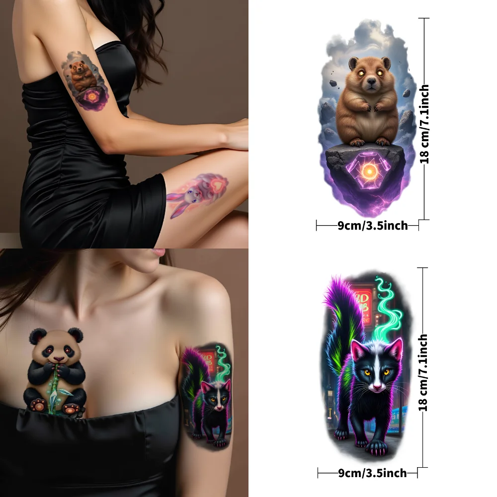 3 stücke Temporäre Tattoo Skorpion Realistische Temporäre Tattoos Wombat Panda Bunte Realismus Pferd Für Erwachsene Arme Oberschenkel – Detail 2
