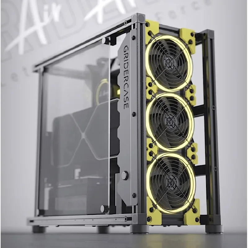 VEDDHA 베타 V2.0 오픈 섀시 - 레트로 산업 디자인, 고강도 알루미늄 ATX 케이스 DIY 수냉 시스템용