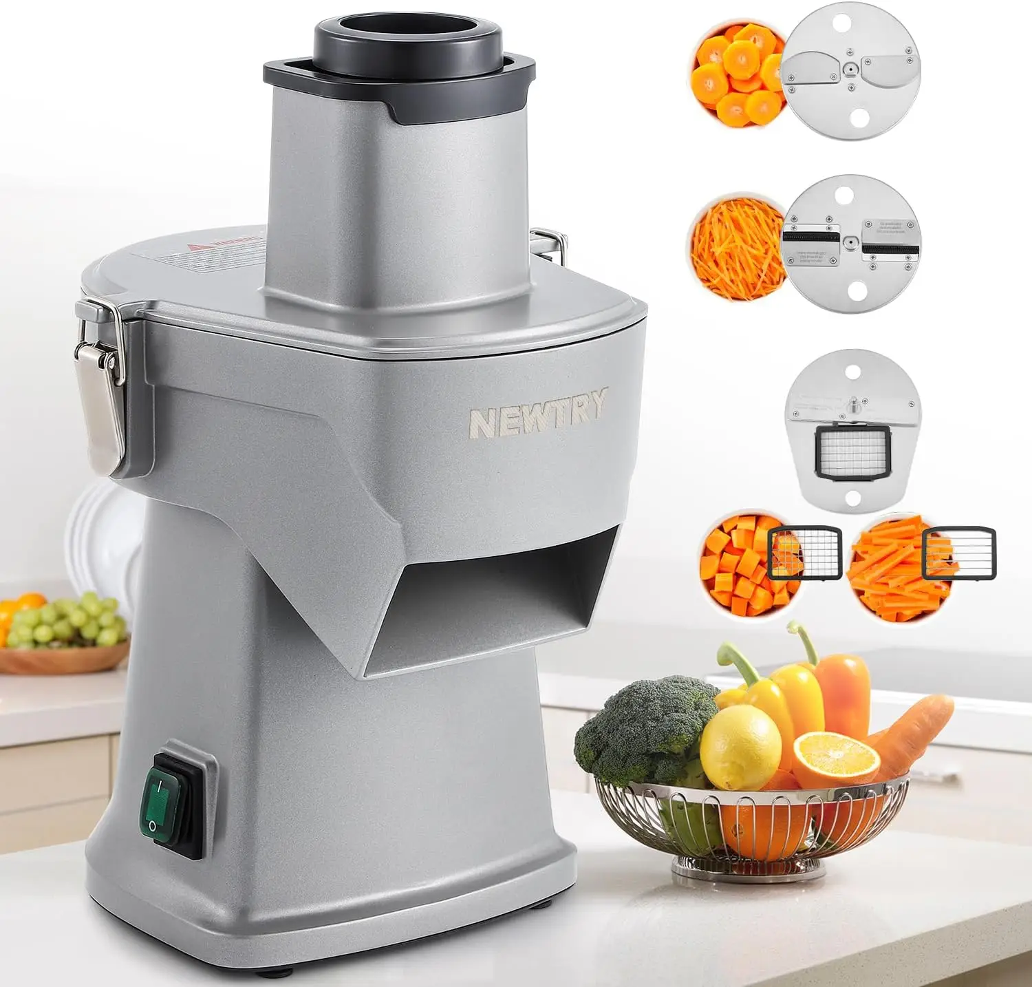 4 in 1 Electric Vegetable Slicer Dicer Shredder & Strip Cutter, Commercial Multifunctional Chopper for Veggies & Fruits,