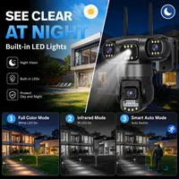 Caméra 256 Go avec carte SIM, 12MP, 6K, 4G/Wi-Fi, triple objectif, triple écran, vision nocturne, protection de sécurité, surveillance vidéo 2