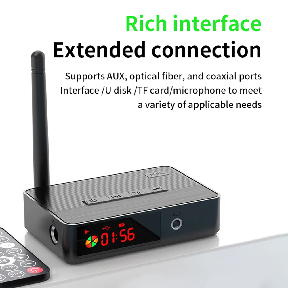 NFC 블루투스 호환 5.3 송신기 리시버, 광 동축, 마이크, U 디스크, TF 카드, HIFI 무선 오디오 어댑터