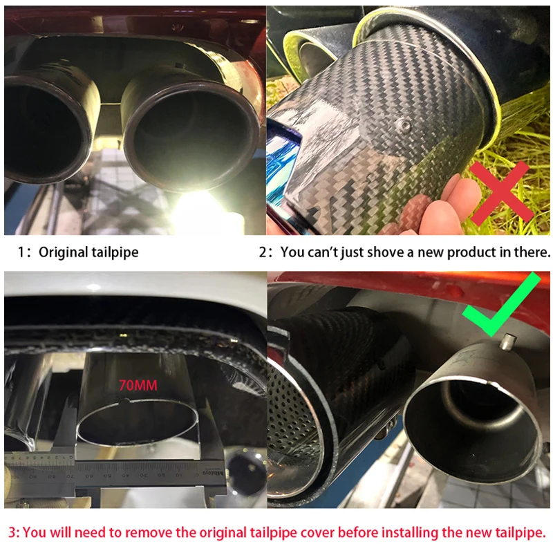 MP Carbon Fibre Exhaust Tailpipe Stainless Steel Exhaust Tailpipe Muffler System for BMW M2 M3 M4 F80 F82 F83 F87 4 PCS