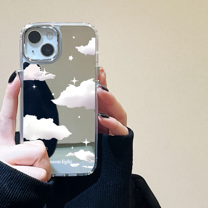 Moon Light Clouds Stars Mirror Phone Case For iPhone 11 Case