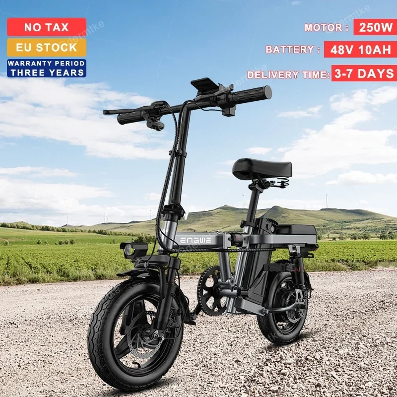 Eu Stock T14 250W Mini Electric Bike14-Inch Durata Della Batteria 80Km Pieghevole E Bike 48 V10Ah Urban Road Mobility Bicicletta Elettrica