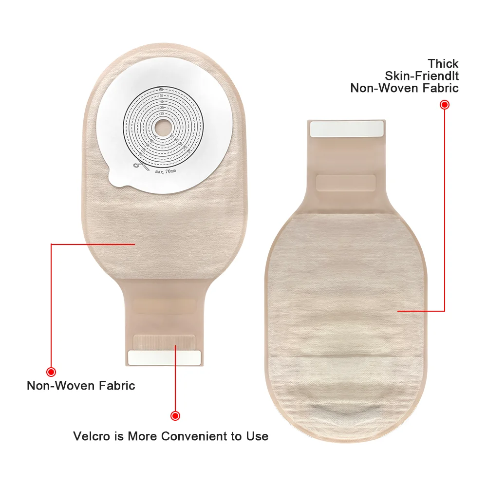 70mm 10pcs Bags One  Piece Ostomy Supplies Colostomy Bags Drainable Pouches with Hoop and Look Stoma Care 3
