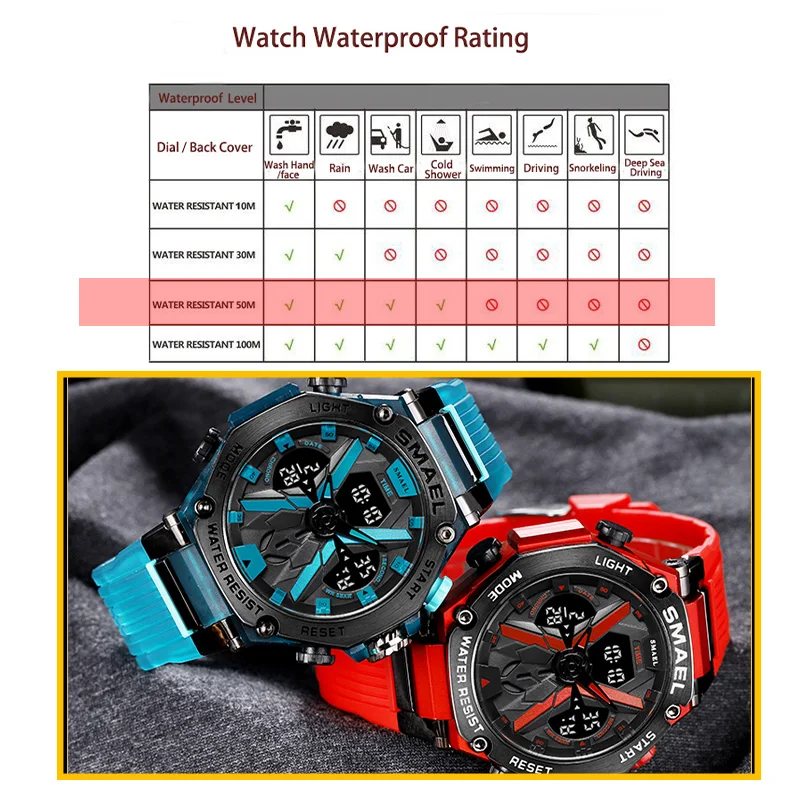 Sports Wristwatch Men Watches Quartz SMAEL Brand 50M Waterproof Wristwatch Time Alarm Clock 8087 Sport Watch Military Army
