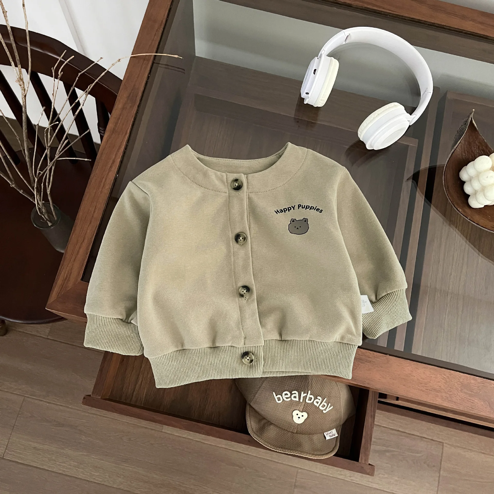 Autumn New Baby Long Sleeve Casual Coat Cartoon Print Boys Cotton Jacket Infant Girls Sweatshirt Cardigan Kids Clothes