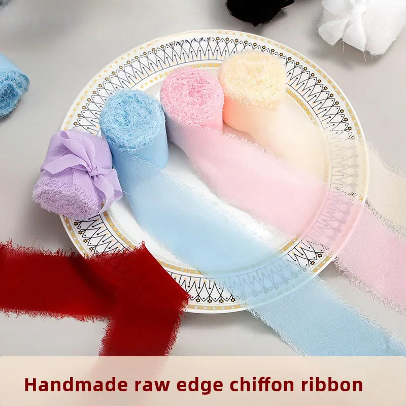 Wholesale silk chiffon ribbon frayed edge ribbons manufacturer