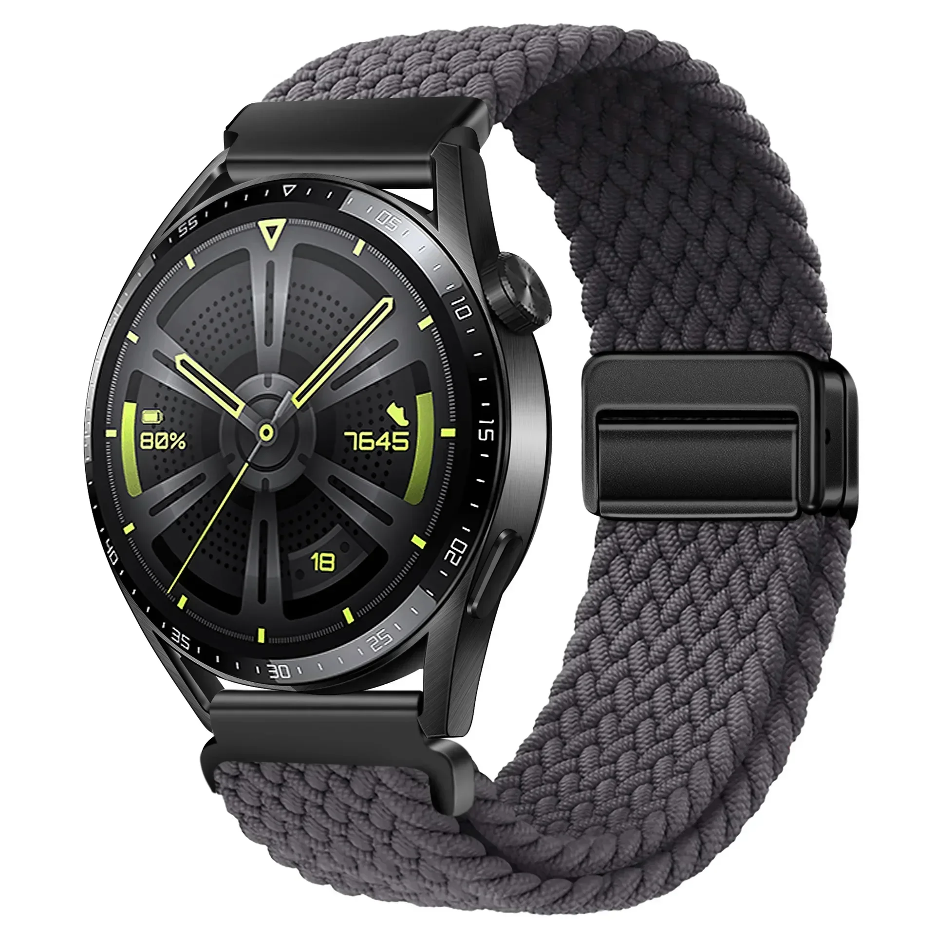 Braided Solo Loop Strap with Magnetic D Buckle, 22mm - Versatile Smartwatch Band