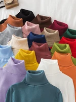 Korean Fashion Turtleneck Women Autumn Winter Pullover Sweater Basic Solid Casual Slim Stretch Ribbed Knitted Top Woman Sweaters 1