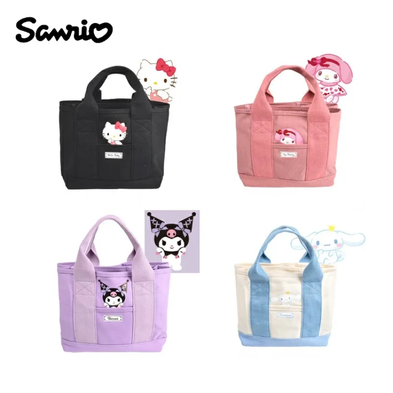 

Многофункциональная Холщовая Сумка-тоут Sanrio Kuromi, повседневная универсальная мультяшная ручная Сумочка Hello Kitty большой вместимости, мезонин