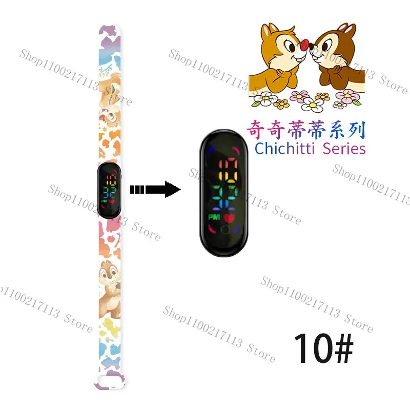 Disney Chichitti Children's Watches Anime figure Chip Dale Print LED Electronic Waterproof Sports Bracelet kids Watches gifts 4