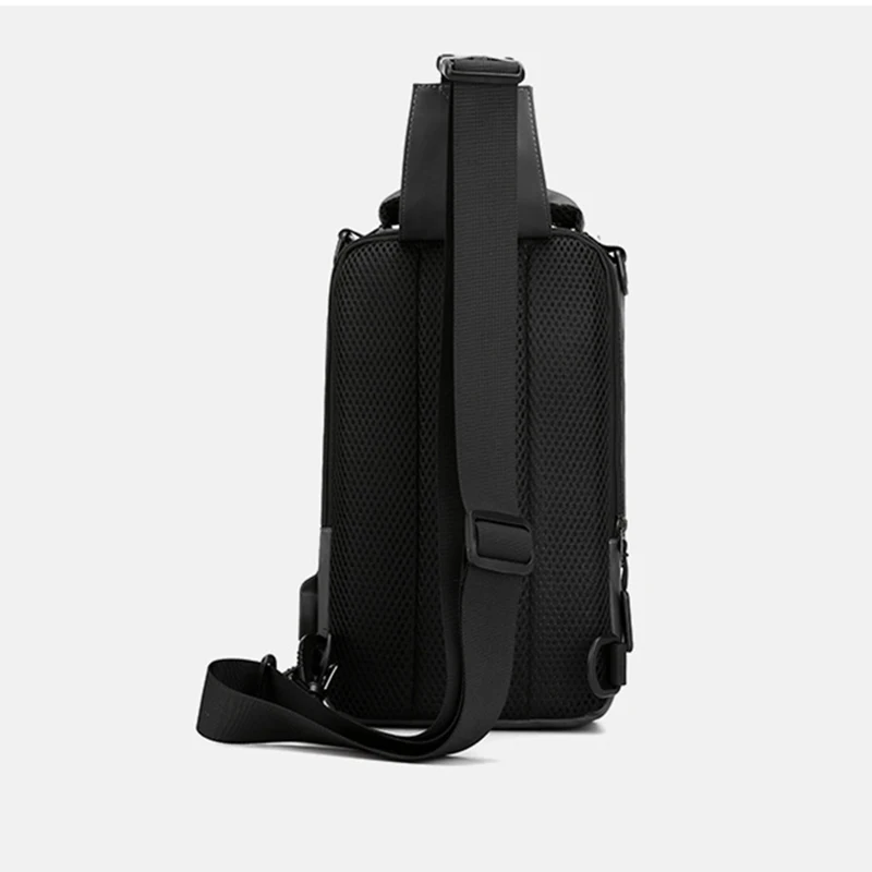 Men Small Backpack Chest Pack Shoulder Bag with USB Charging Port Travel Male Waterproof Nylon Sling Messenger Cross body Bags 3