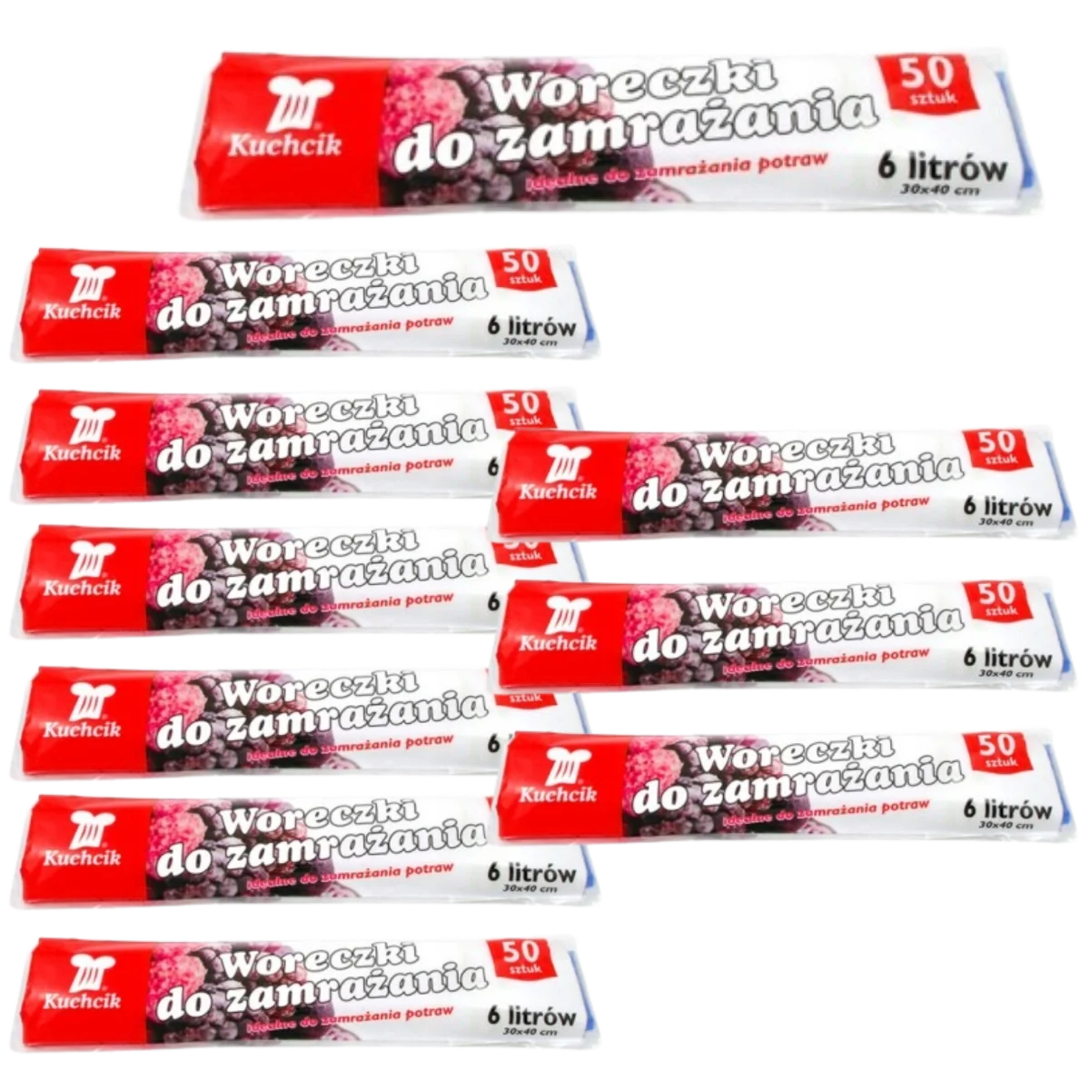 Kuchcik Worki Do Mrożenia Żywności Na Mrożonki 6l Zestaw 50 Szt.x10 z Polski za $12.34 / ~45zł