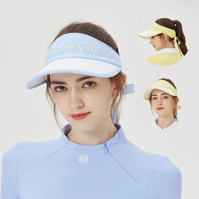 

Blktee Women Adjustable Empty Top Golf Caps Fitness Sweat-proof Hats Ladies Patchwork Bowknot Visor Breathable Fashion Golf Hat