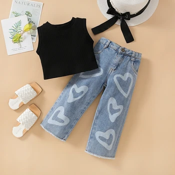 Girls Heart Denim Set 1