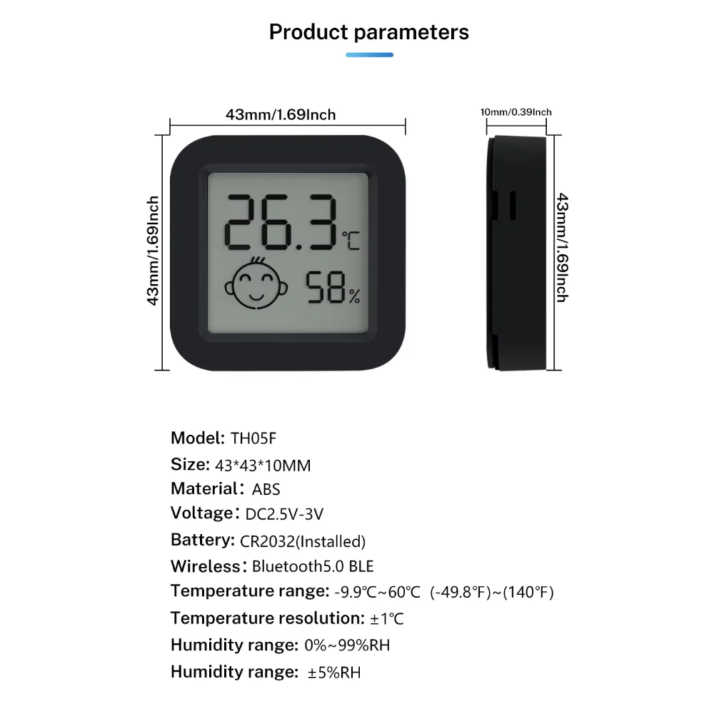 Tuya Smart Home Automation Humidity Temperature Sensor Mini LCD Display Bluetooth-Compatible 5.0 APP for Smart Life Alexa