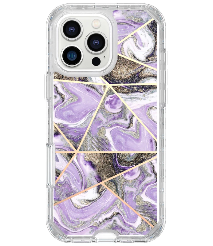 Electroplated 3-in-1 IMD Striped Hard Silicone Case