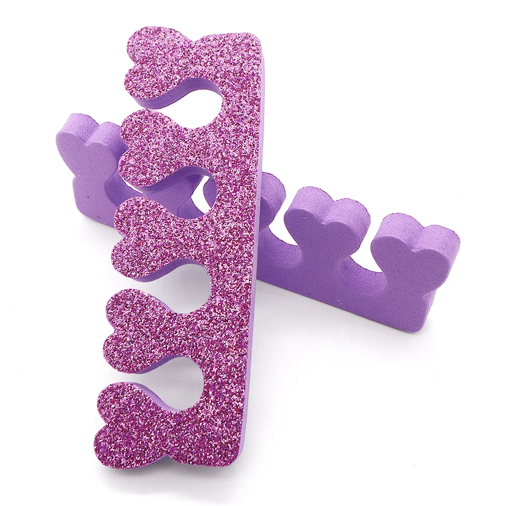10Pairs Purple Durable EVA Toe Separator Shinning Toe And Finger Dividers Pedicure Foot Separator For Manicure Set Nail Art Tool