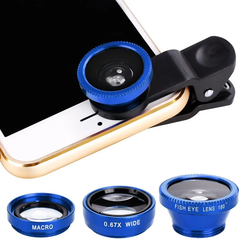 3 in 1 Handy Objektiv Set, Clip-On Kamera-Adapter für Smartphones - Fischaugenobjektiv Weitwinkel Makroobjektiv - für alle Handys geeignet 3 in 1 Handy Objektiv Set, Clip-On Kamera-Adapter für Smartphones - Fischaugenobjektiv Weitwinkel Makroobjektiv - für alle Handys geeignet