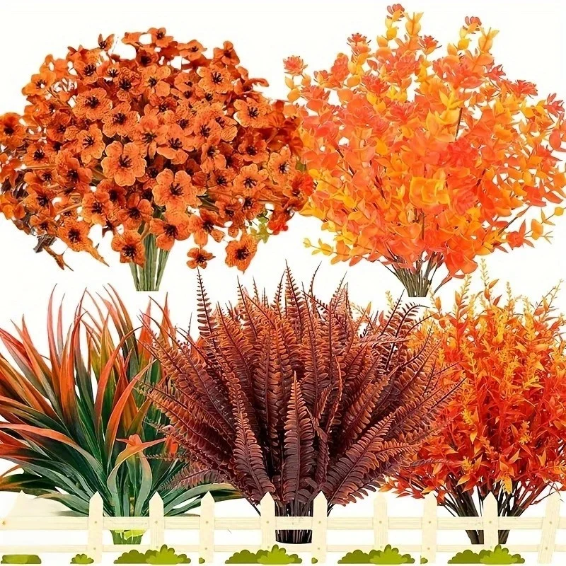 20PCS UV-Resistant Artificial Fall Flowers Outdoor/Indoor 1