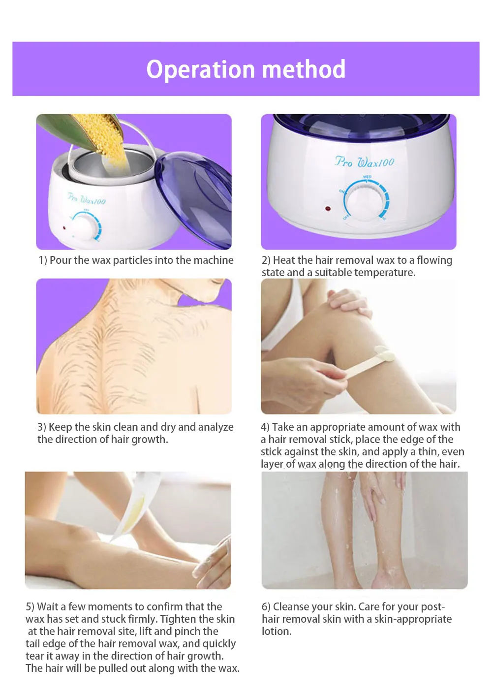 Description Picture 5 of itemPro-Wax100 Therapy Machine Wax Warmer Portable Electric Hair Removal Kit Facial Bikini Area Armpit- Melting Pot Hot Wax Heater