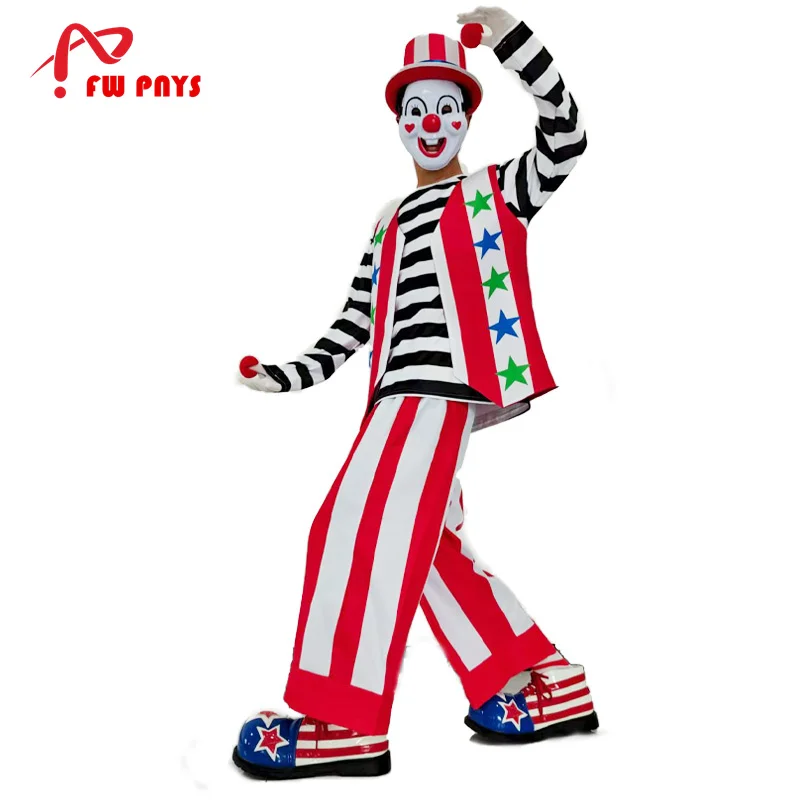 Male Clown Costumes For Adults Festival Christmas performance Clothing Masquerade Party Joker Cosplay Suit