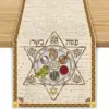 Happy Passover Linen Table Runner Jewish Passover Decorations Pesach Star Matzah Plate Table Runners Kitchen Dining Table Decor 1