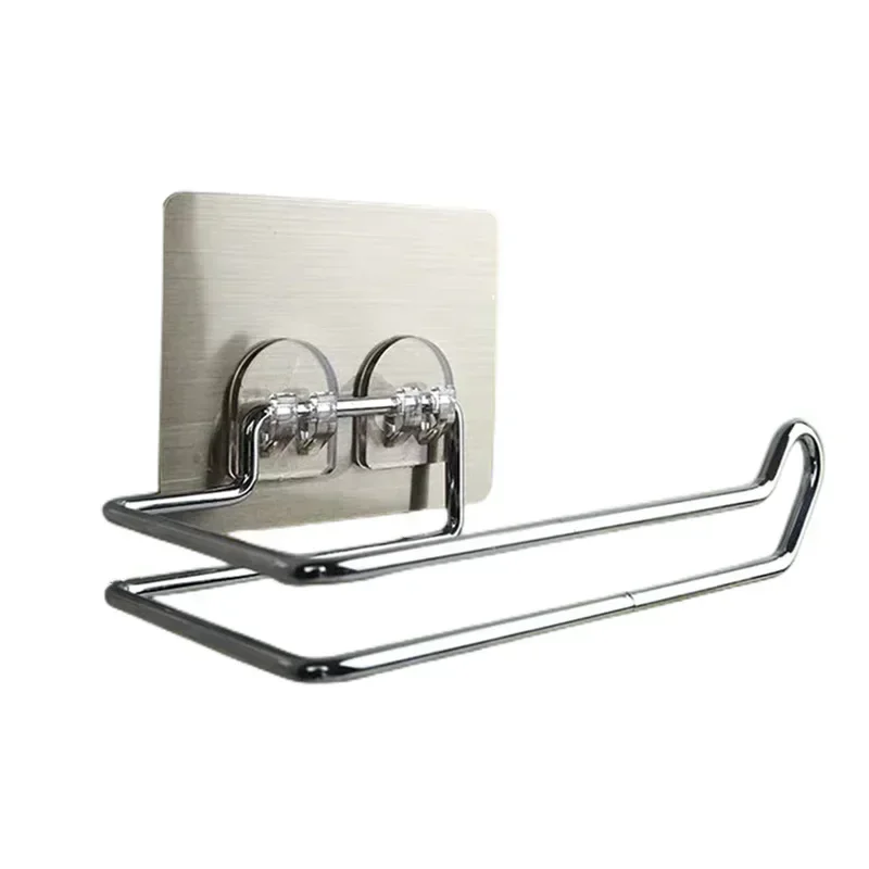 1Pc Stainless Steel Self-adhesive Toilet Paper Disposable Face Towel Holder Hotel Home Restroom Bathroom Paper Roll Wall Stand