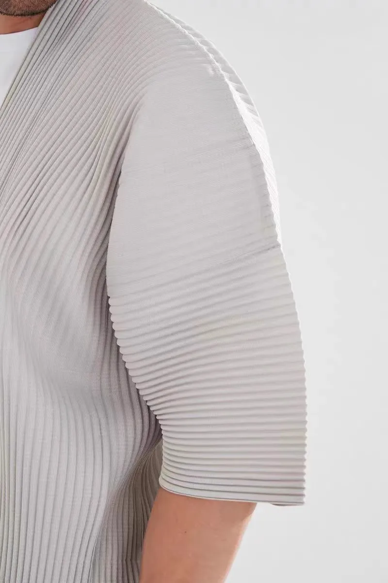 Miyake Fold 2024 Spring New Half Sleeve Suit Daopao Loose Large Size Short Sleeve Logo Coat 6