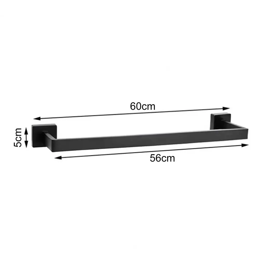 Towel Rack Set with Chamfered Edges Wall-mounted Towel Rack Set Modern Matte Black Bathroom Hardware with for Bathroom