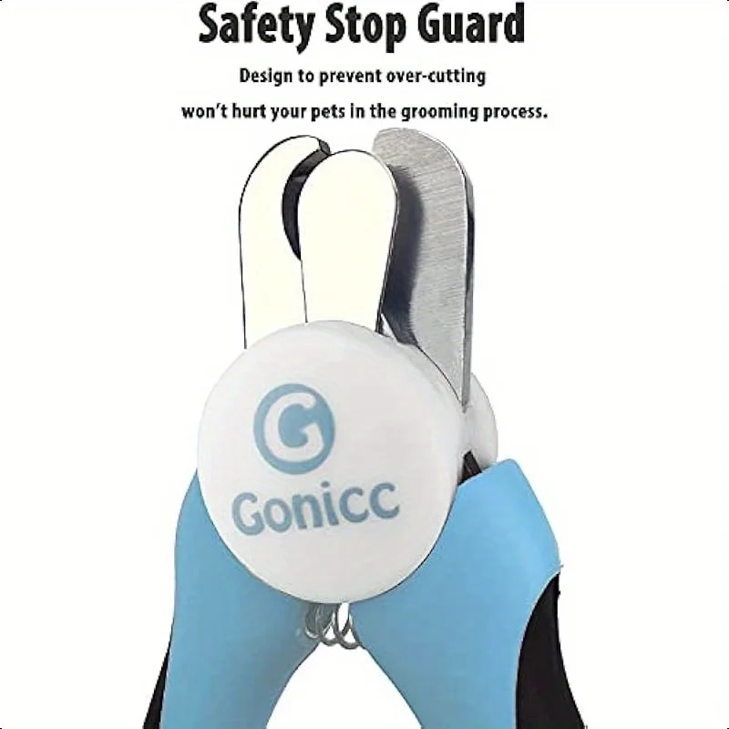Gonicc Pet Nail Clippers for Dogs and Cats Blue & Black Ergonomic Handle with Safety Guard Sharp Stainless Steel Blades