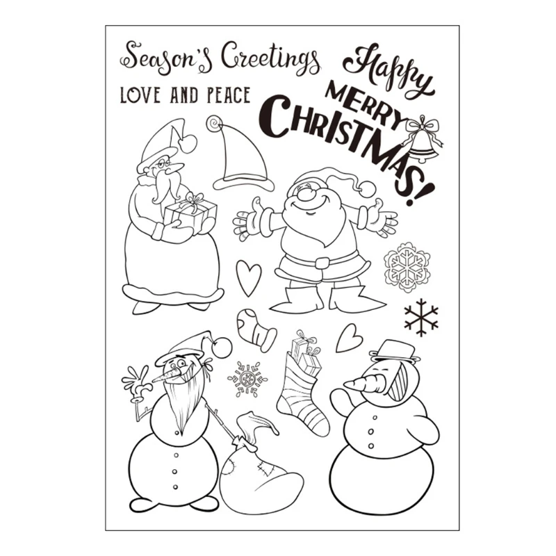 Christmas Stamps Santa-Claus Silicone Stampers Scrapbooking Stencils for DIY Album Scrapbooking Christmas Card Making