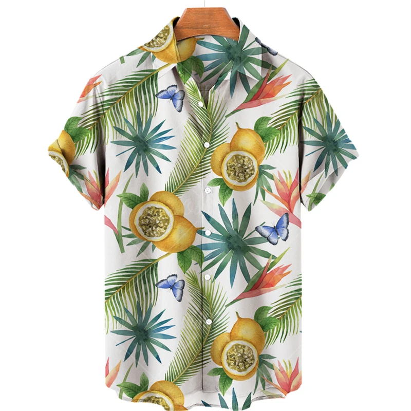 thumbnail image 1 of Camisas gráficas de piña y fruta para hombres, ropa con estampado 3D, camisa hawaiana de playa, blusas Y2K de manga corta, ropa vintage, blusa con solapa, 1 of 5