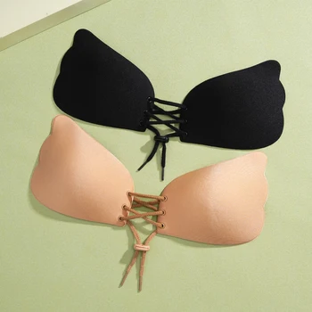 Invisible Pull Rope Gathered Self Adhesive Stick Bra Women's Strapless Push Up Bras Sexy Backless Silicone Bralette Lingerie New