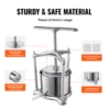 VEVOR Fruit Wine Press 6L 2 Stainless Steel Barrels, Manual Juice Maker with T-Handle, Triangular Structure for Kitchen Bars 4