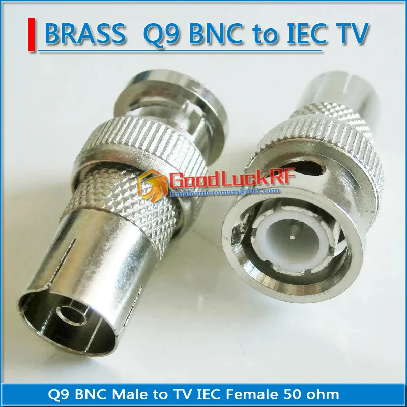 

BNC Q9 To IEC DVB-T TV PAL Connector Socket BNC Male To IEC Female Plug BNC - IEC Nickel Plated Straight Coaxial RF Adapters