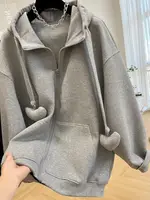 2-300 Pounds Plus Size Premium Hooded Sweatshirt for Women's Spring and Autumn Loose Cardigan Oversized Winter Fleece Jacket 2