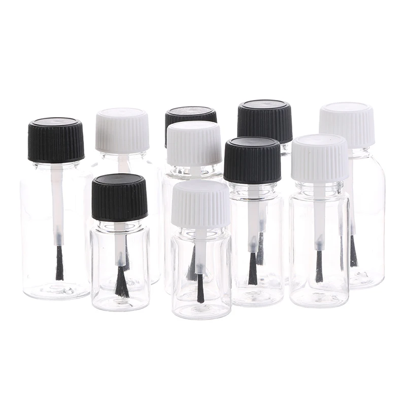 Refillable Nail Bottle 5/10/15/20/30ml Plastic Nail Polish Bottles Liquid Empty Bottle With Brush Cap DIY Craft Clear Refillable Leakproof Storage Jars